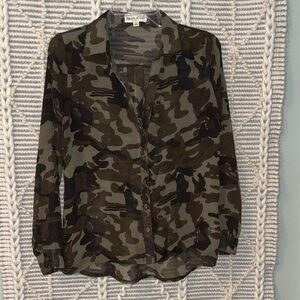 Zenana Styles Sheer Camouflage Shirt